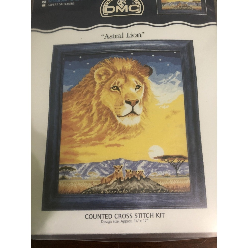 Born Free Astral Lion Counted Cross Stitch Kit By Creative World DMC New‎
